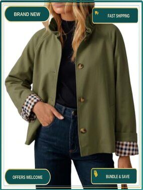 Lightweight Single Breasted Trench Coat Button Down Loose Fit